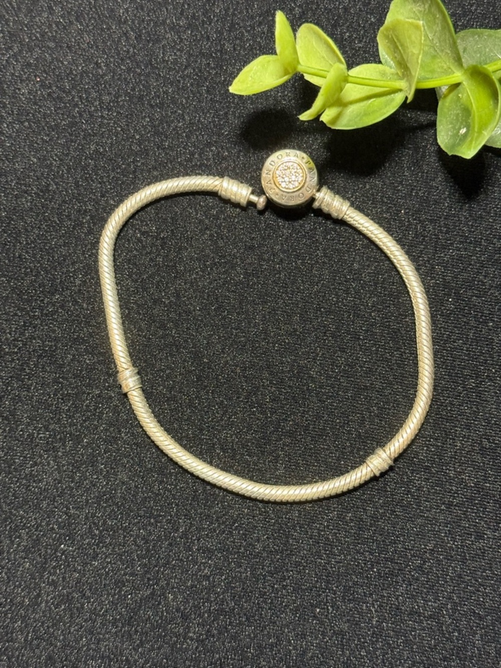 Pandora Two-Tone Pave Cz Signature Clasp Bracelet - Picture 3 of 5